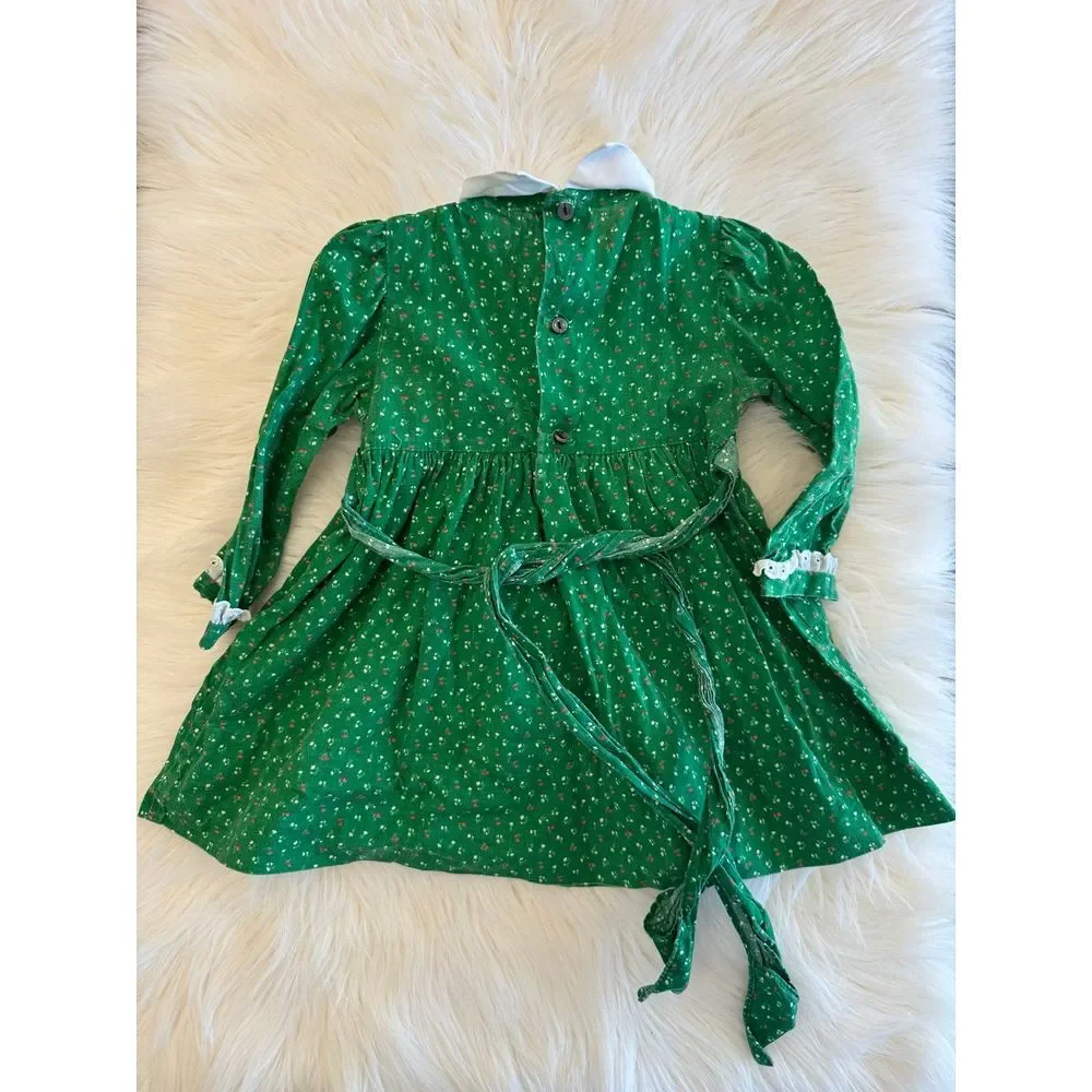 Vintage 12m dress smocked chest green‎ GUC